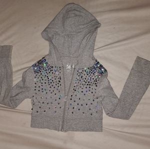 Girls Sparkly Half Sweater W/Hood